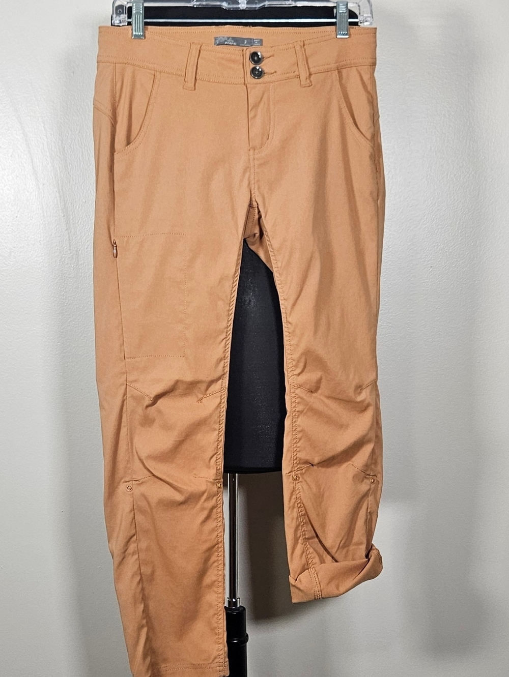 Y2K Prana Halle Slim Straight Roll Up Hiking Pant Low Rise Drawstring Zip Pocket